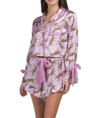 8 OAK LANE Satin Lavender Print Pajama Set